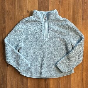 Light Blue WALLFLOWER Quarter-Zip Sherpa Pullover - XS/S